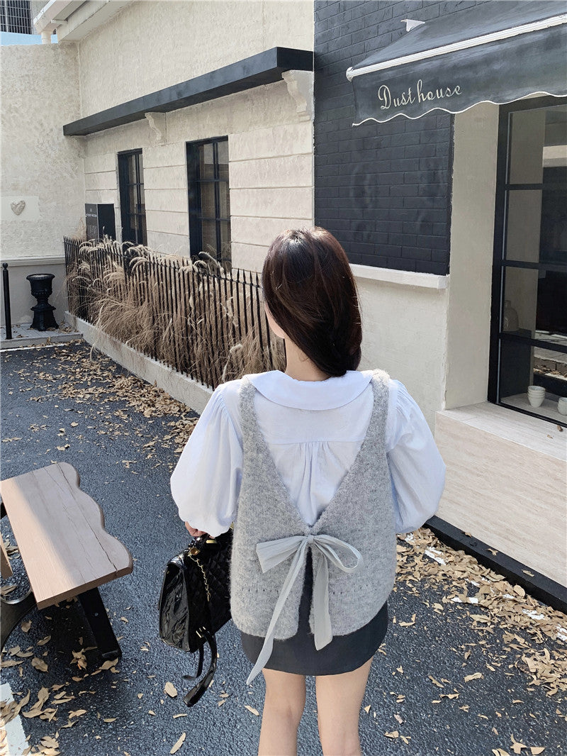 【tops】リボンニットチョッキG23576