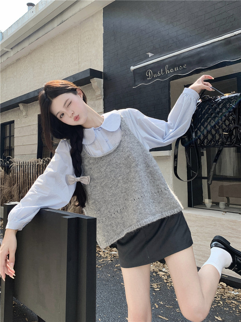 【tops】リボンニットチョッキG23576