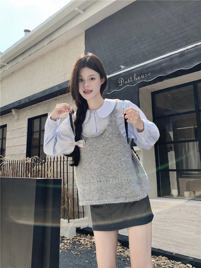 【tops】リボンニットチョッキG23576