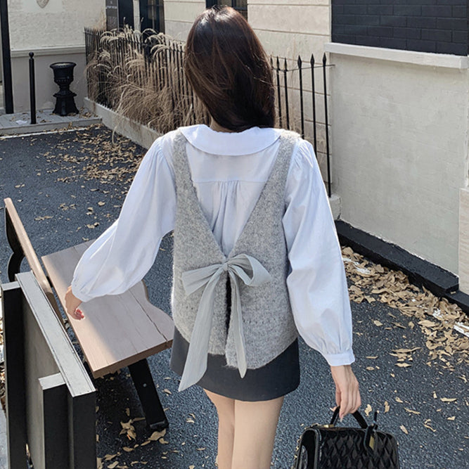 【tops】リボンニットチョッキG23576