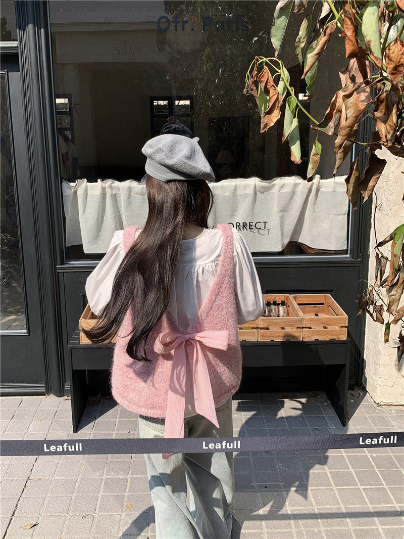 【tops】リボンニットチョッキG23576