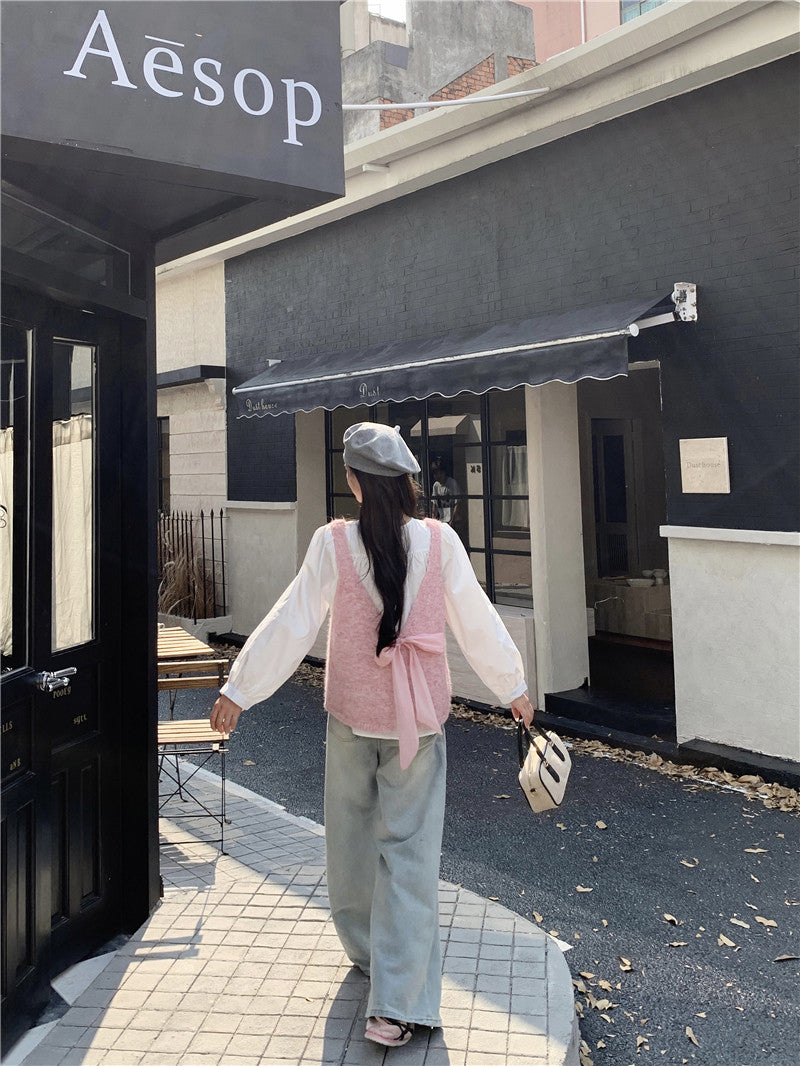 【tops】リボンニットチョッキG23576