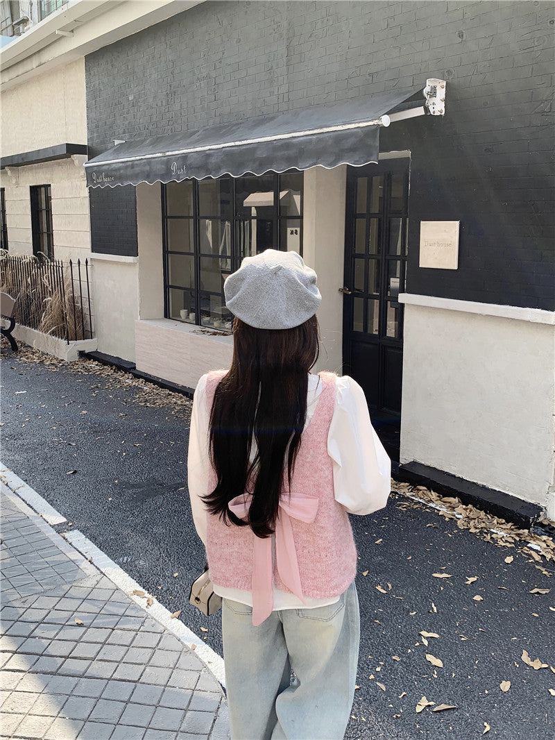 【tops】リボンニットチョッキG23576