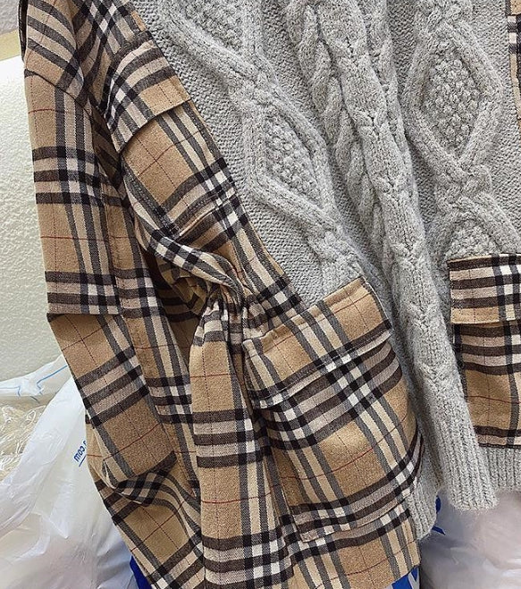 【tops】偽二つ切り替えニットセーターG23588