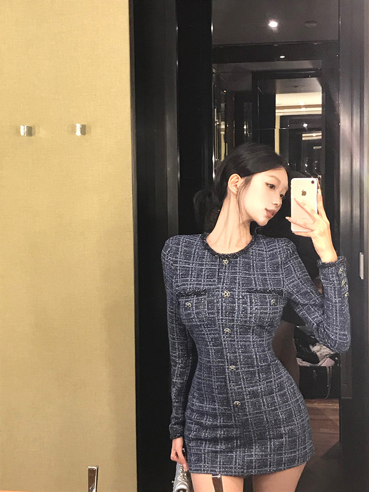 【dress】長袖体型カバーワンピースG23600