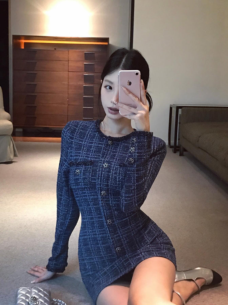 【dress】長袖体型カバーワンピースG23600