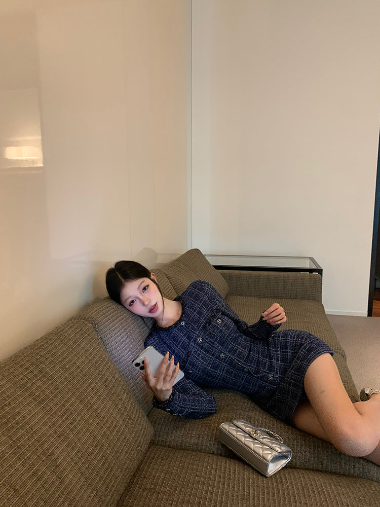 【dress】長袖体型カバーワンピースG23600