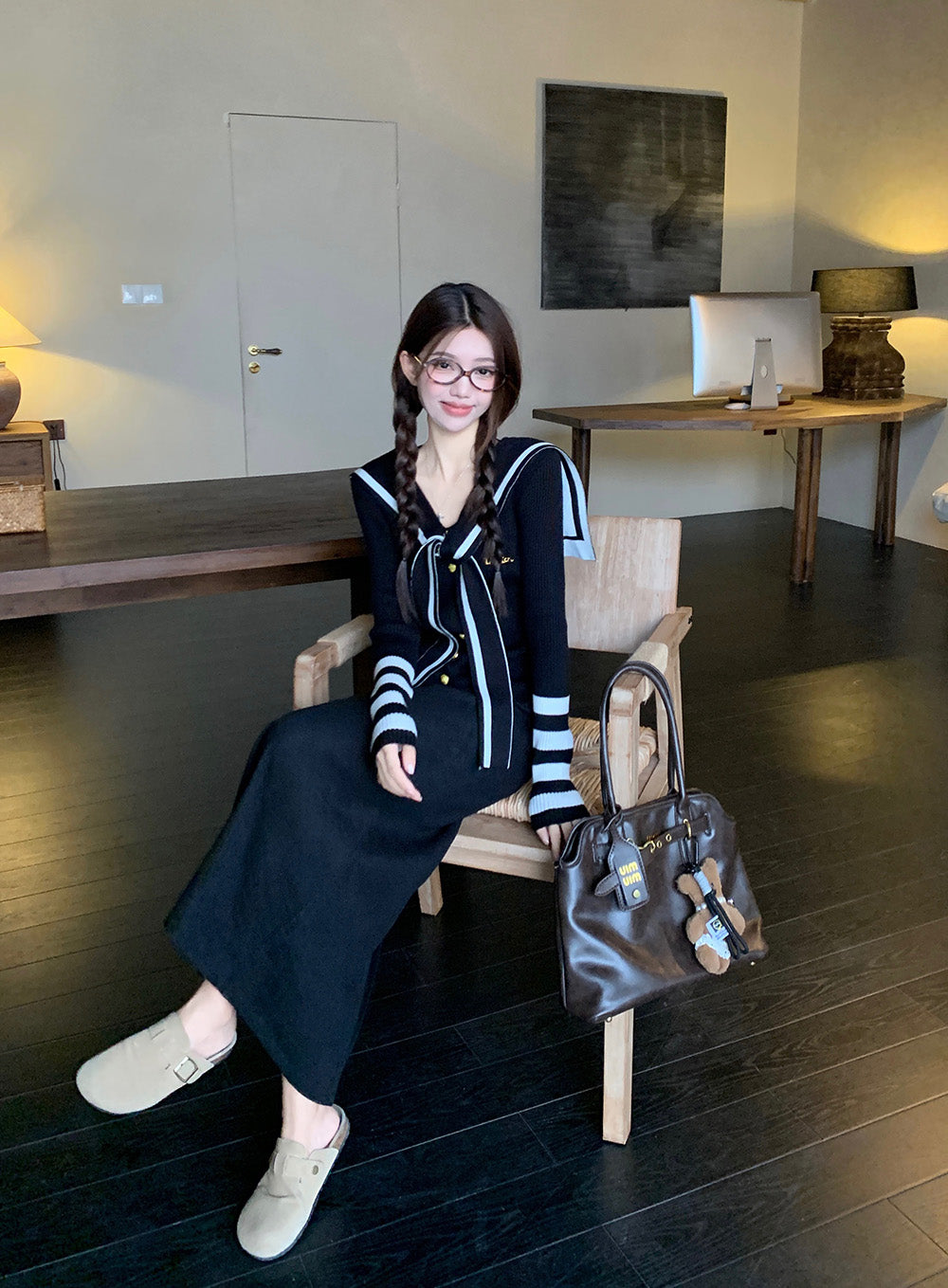 【tops】ネイビーカラーニットG23607