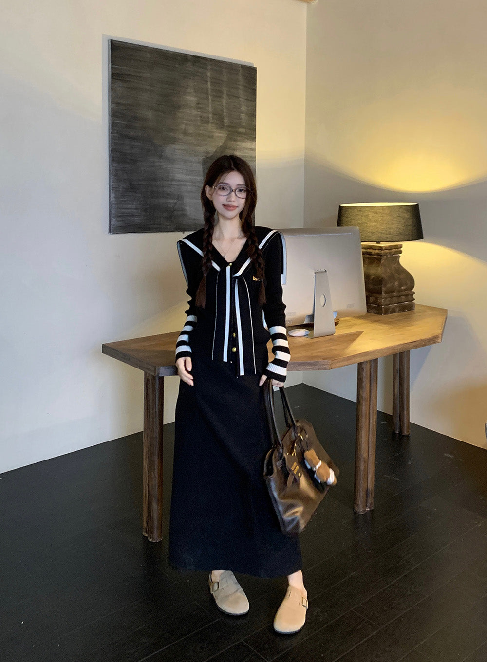 【tops】ネイビーカラーニットG23607