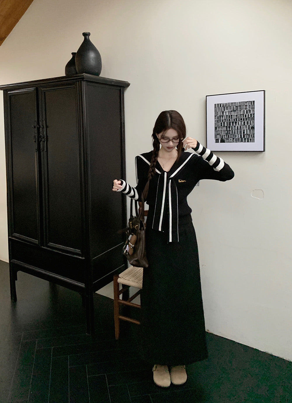 【tops】ネイビーカラーニットG23607