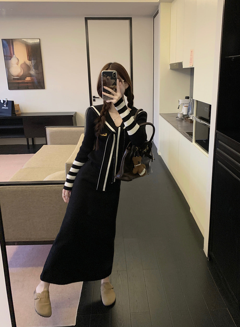 【tops】ネイビーカラーニットG23607