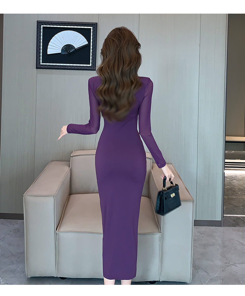 【dress】Vネック長袖デートワンピースG23632