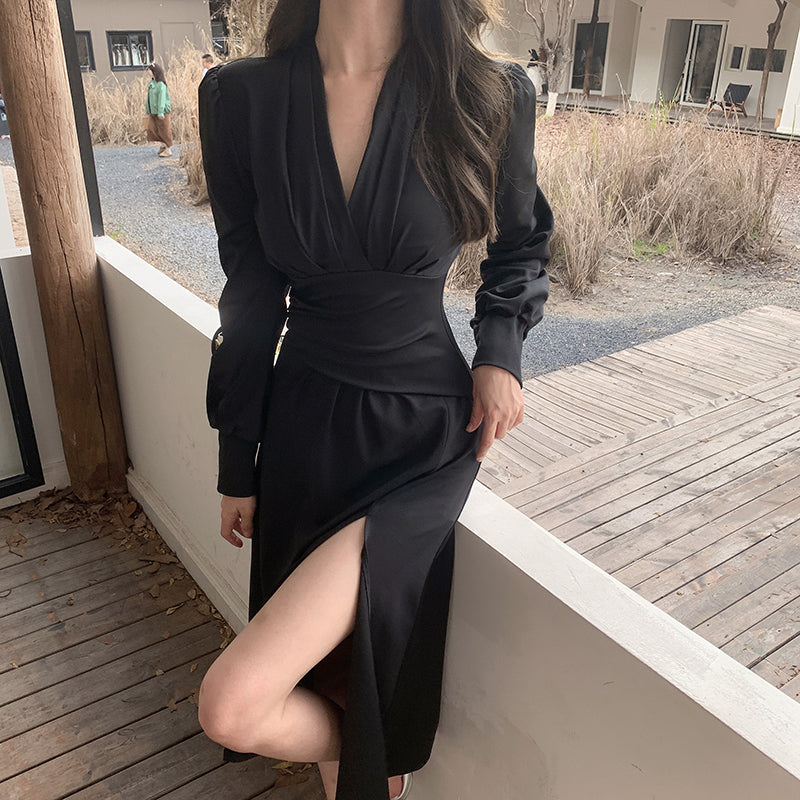 【dress】Vネック体型カバーワンピースG23638