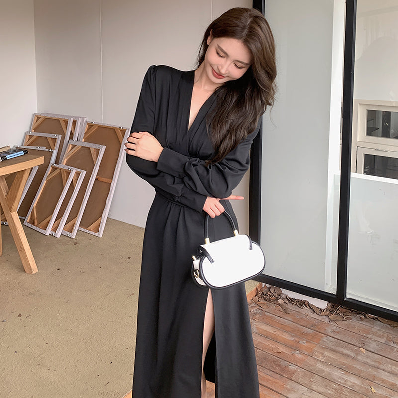 【dress】Vネック体型カバーワンピースG23638