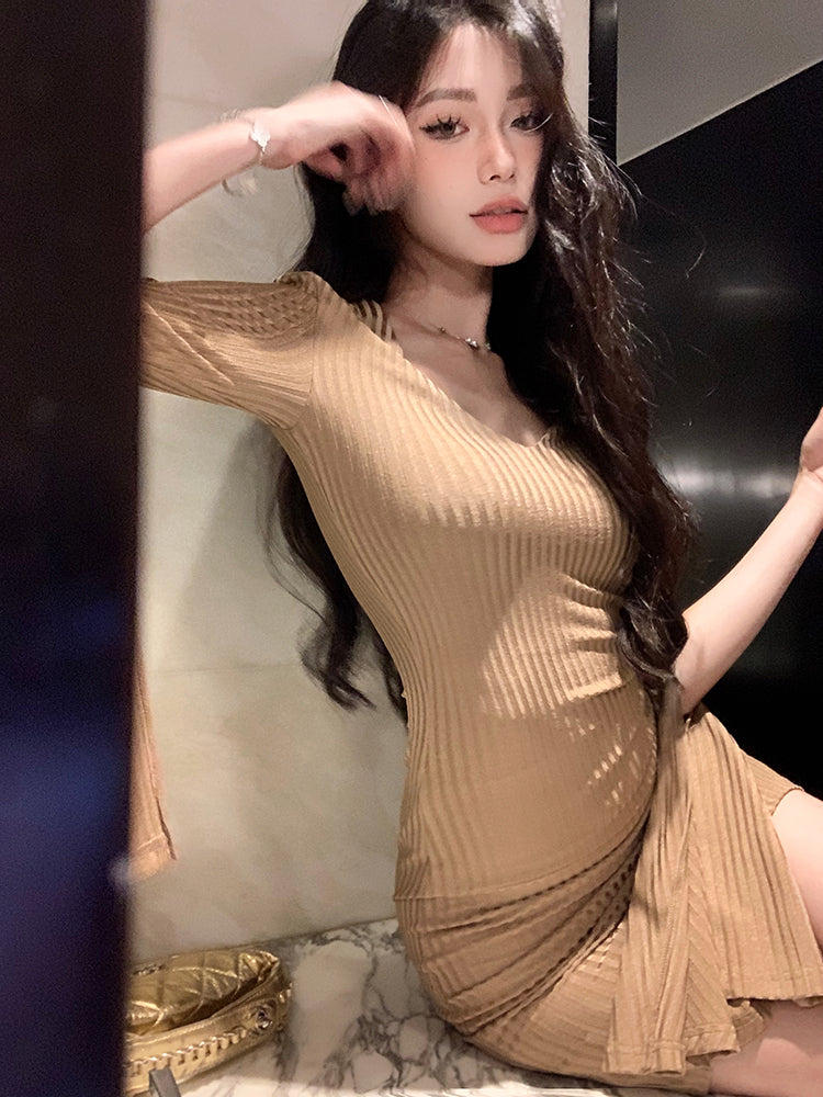 【dress】フレアスリーブVネックワンピースG23652