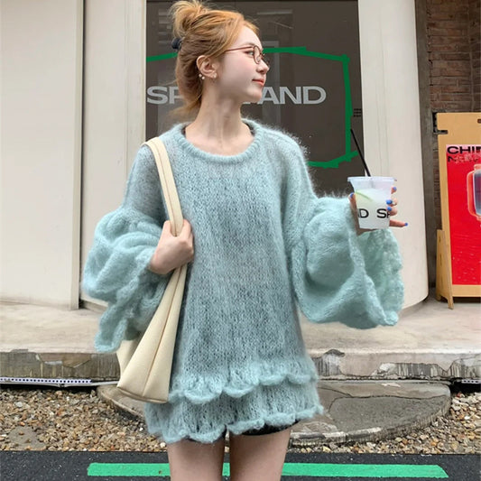 【tops】ランタンスリーブニットセーターG23653