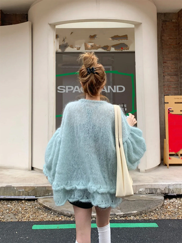 【tops】ランタンスリーブニットセーターG23653