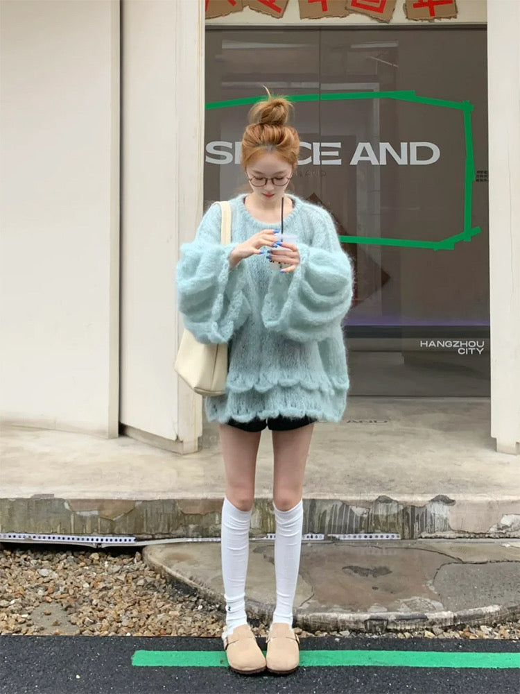 【tops】ランタンスリーブニットセーターG23653