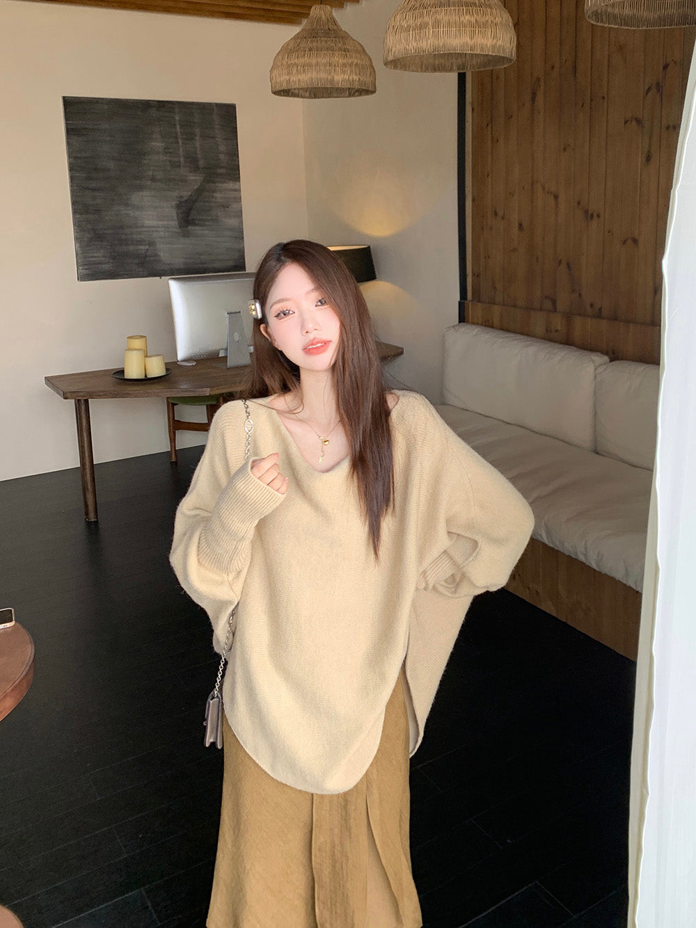 【tops】ゆったりニットセーターG23657