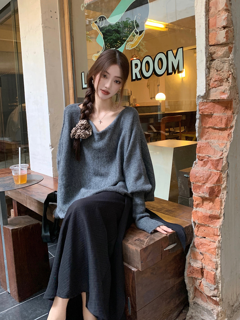 【tops】ゆったりニットセーターG23657