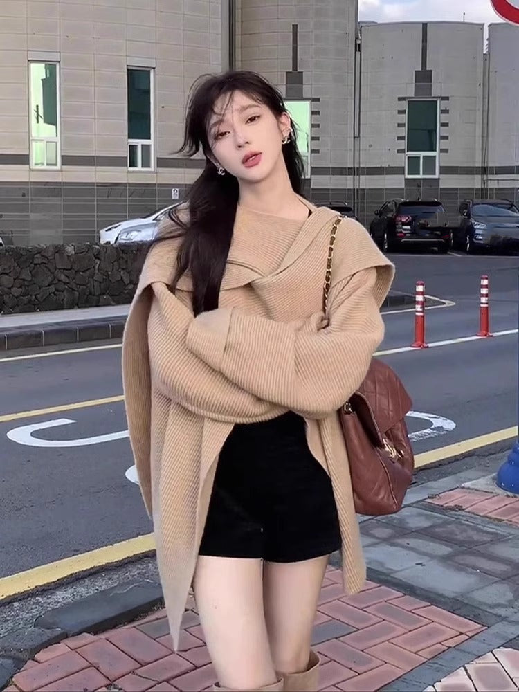 【tops】ゆったりニットケープセーターG23659