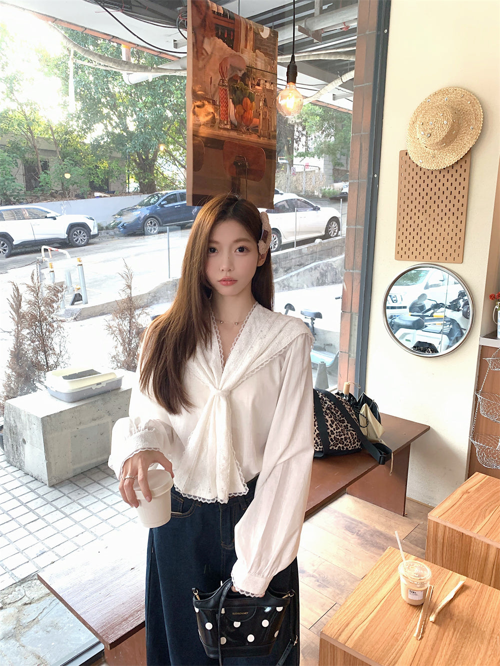 【tops】レース長袖ブラウスG23664