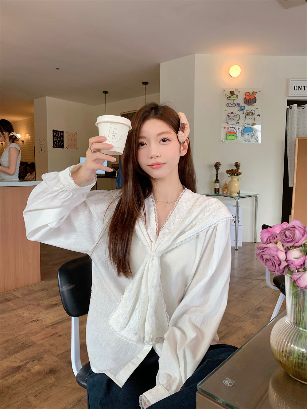 【tops】レース長袖ブラウスG23664