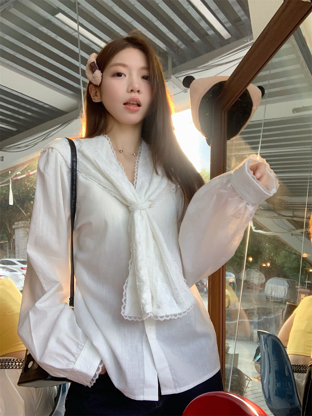 【tops】レース長袖ブラウスG23664