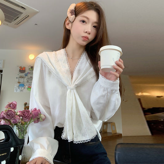 【tops】レース長袖ブラウスG23664