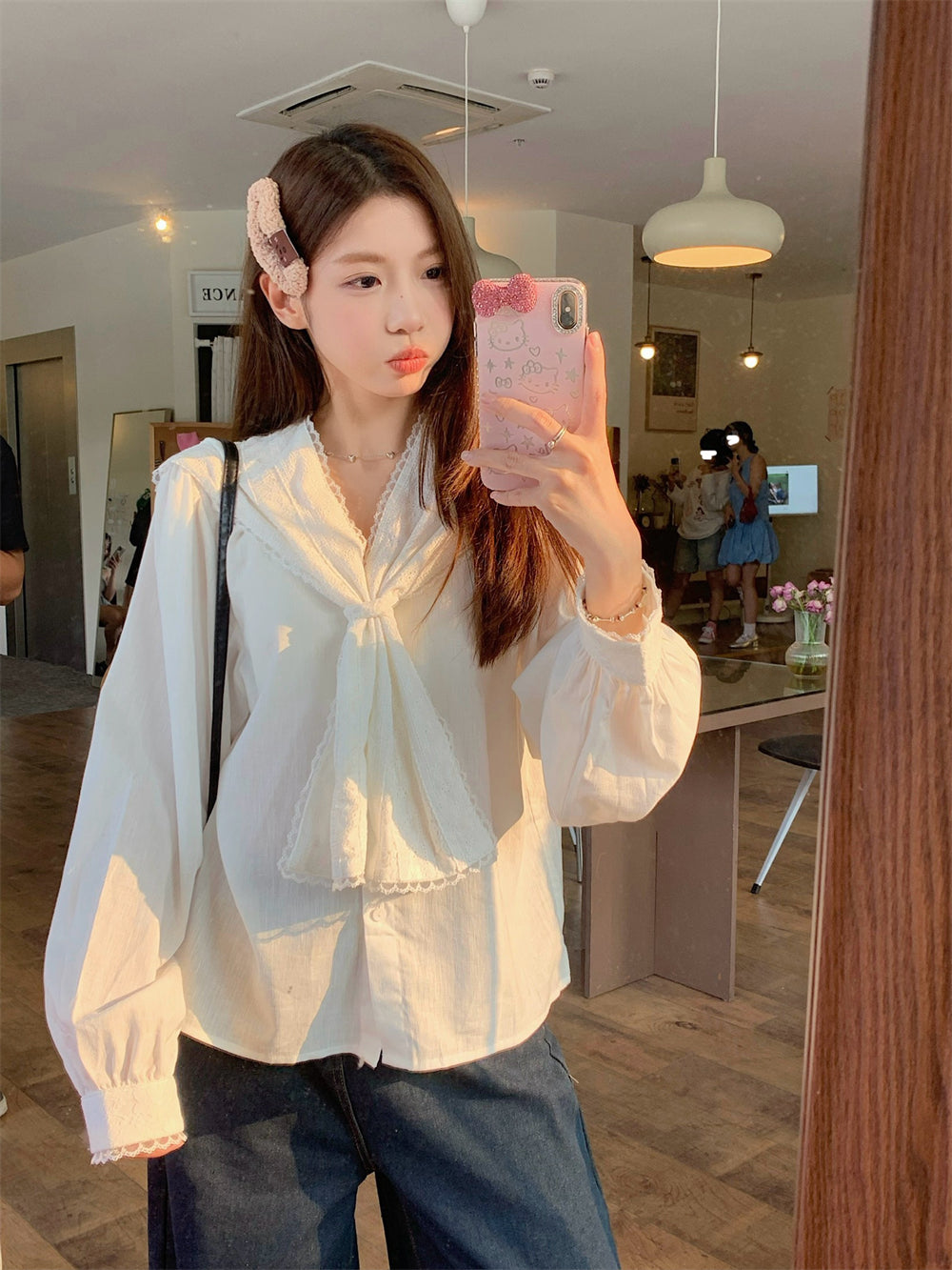 【tops】レース長袖ブラウスG23664