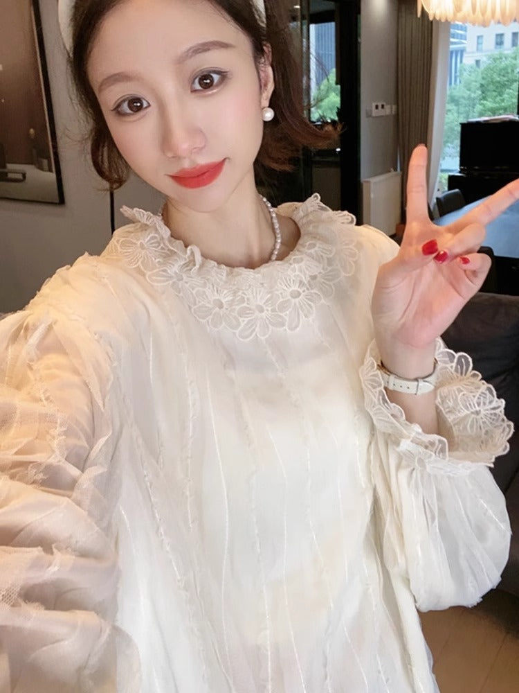 【tops】レースブラウスG23675