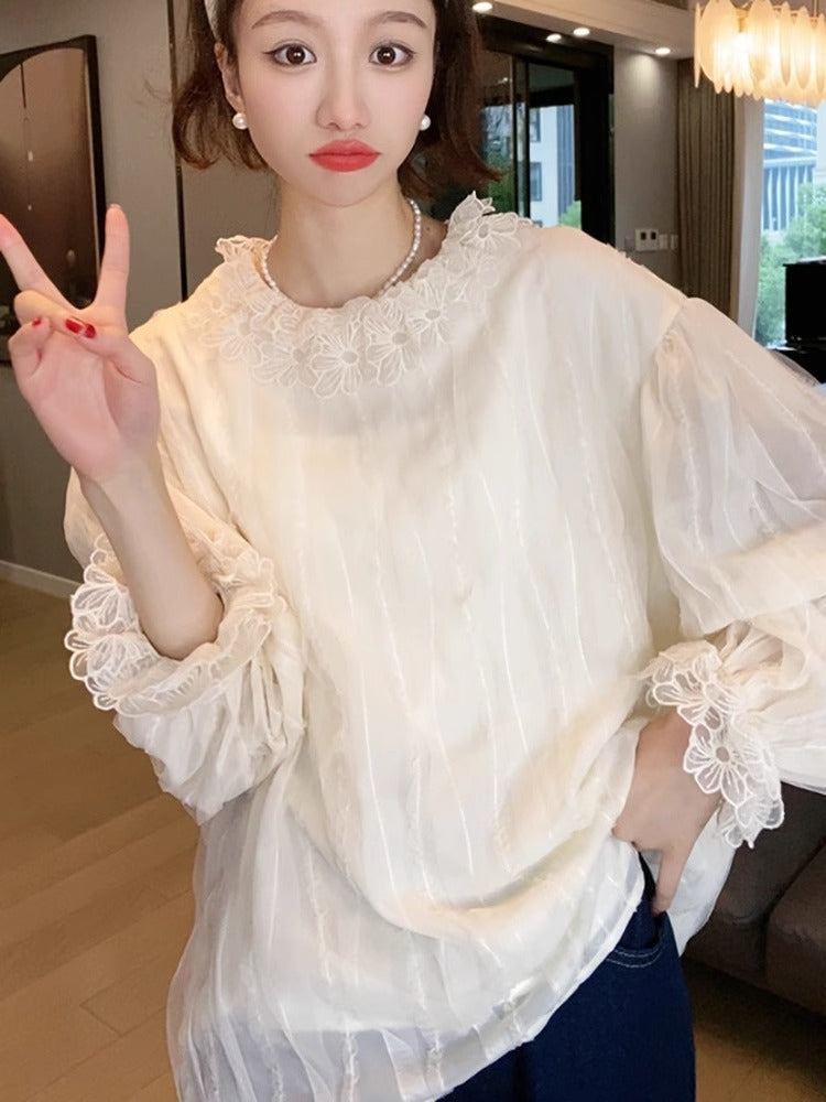 【tops】レースブラウスG23675