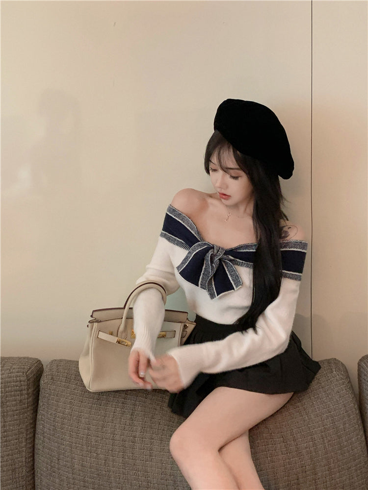 【tops】リボンニットセータG23678