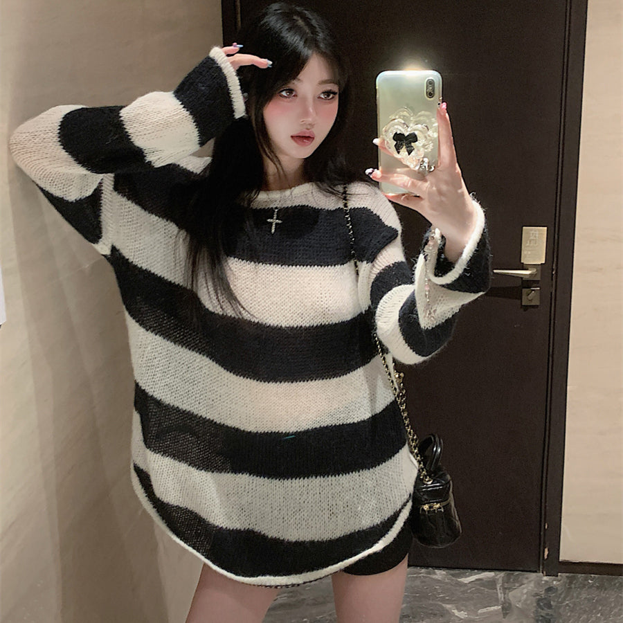 【tops】ストライプ柄ニットG23679