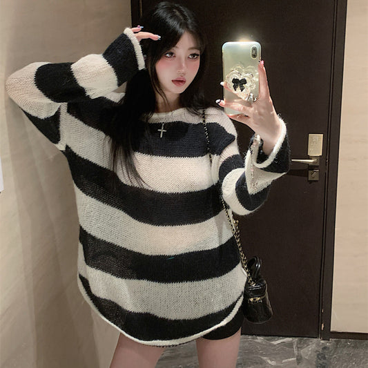 【tops】ストライプ柄ニットG23679