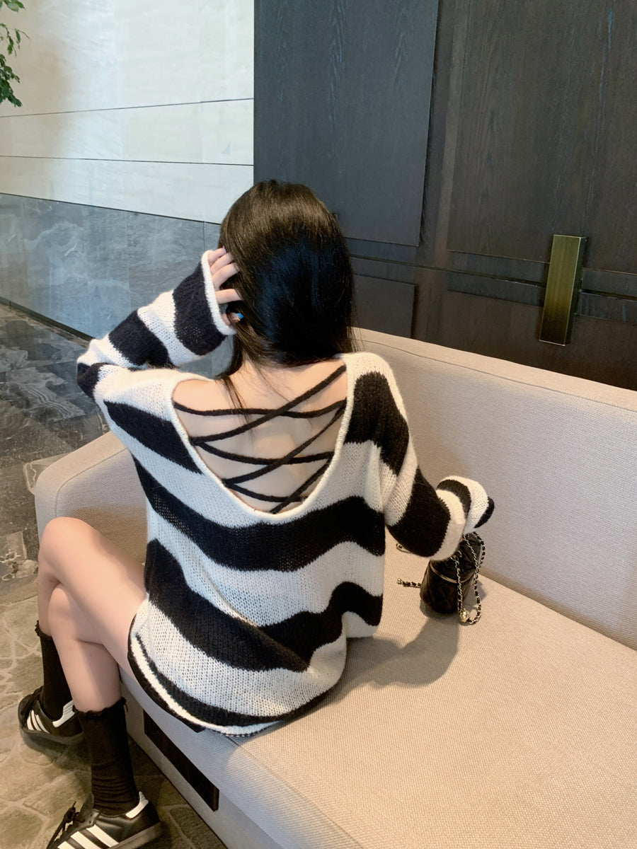 【tops】ストライプ柄ニットG23679