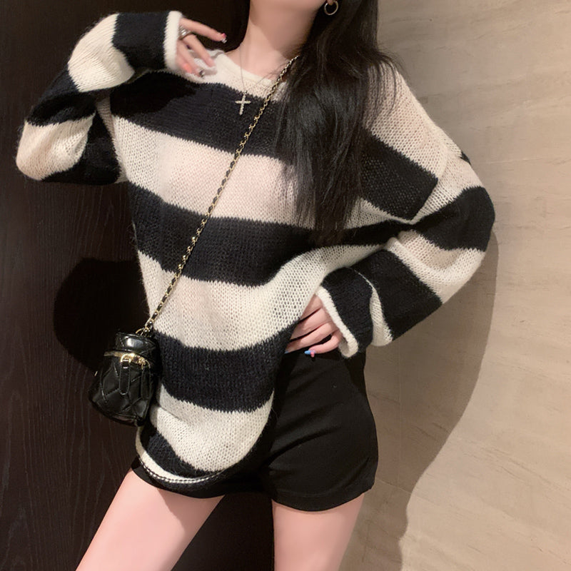 【tops】ストライプ柄ニットG23679