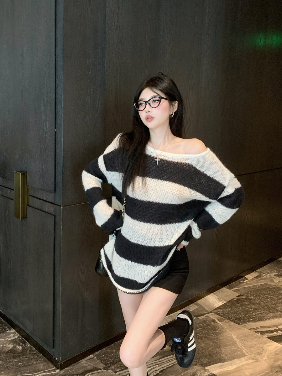 【tops】ストライプ柄ニットG23679