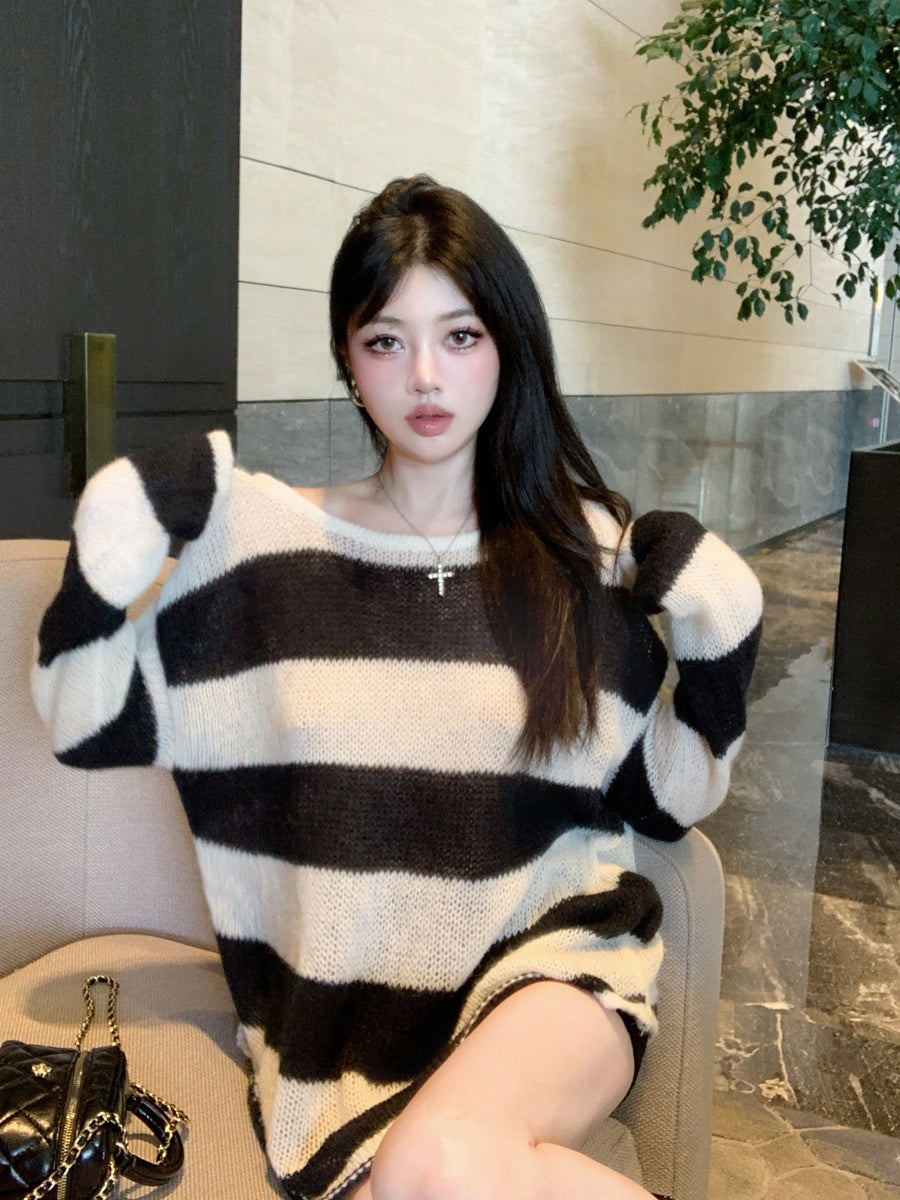 【tops】ストライプ柄ニットG23679