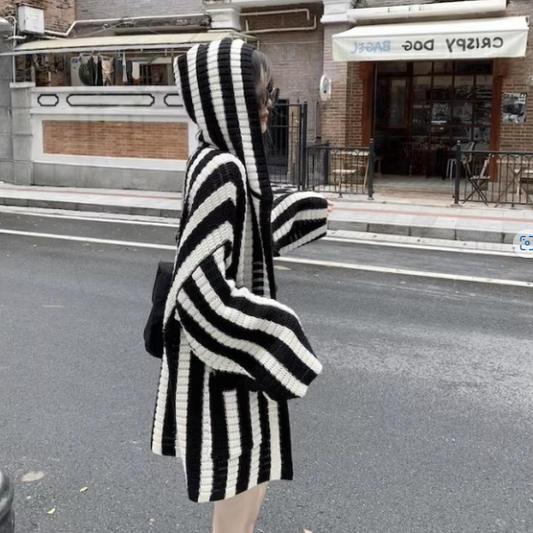 【outer】フード付きニットカーディガンG23684