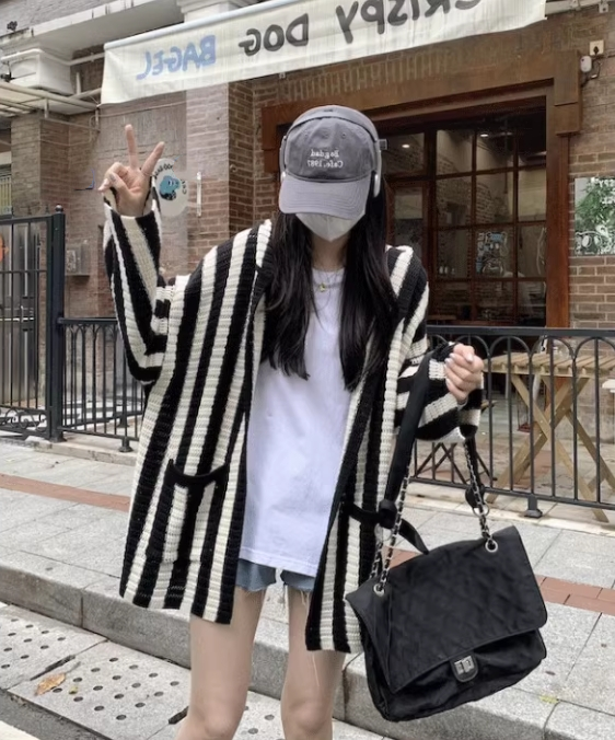 【outer】フード付きニットカーディガンG23684