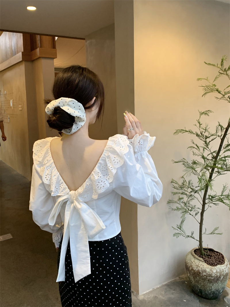 【tops】フリル長袖ブラウスG23685