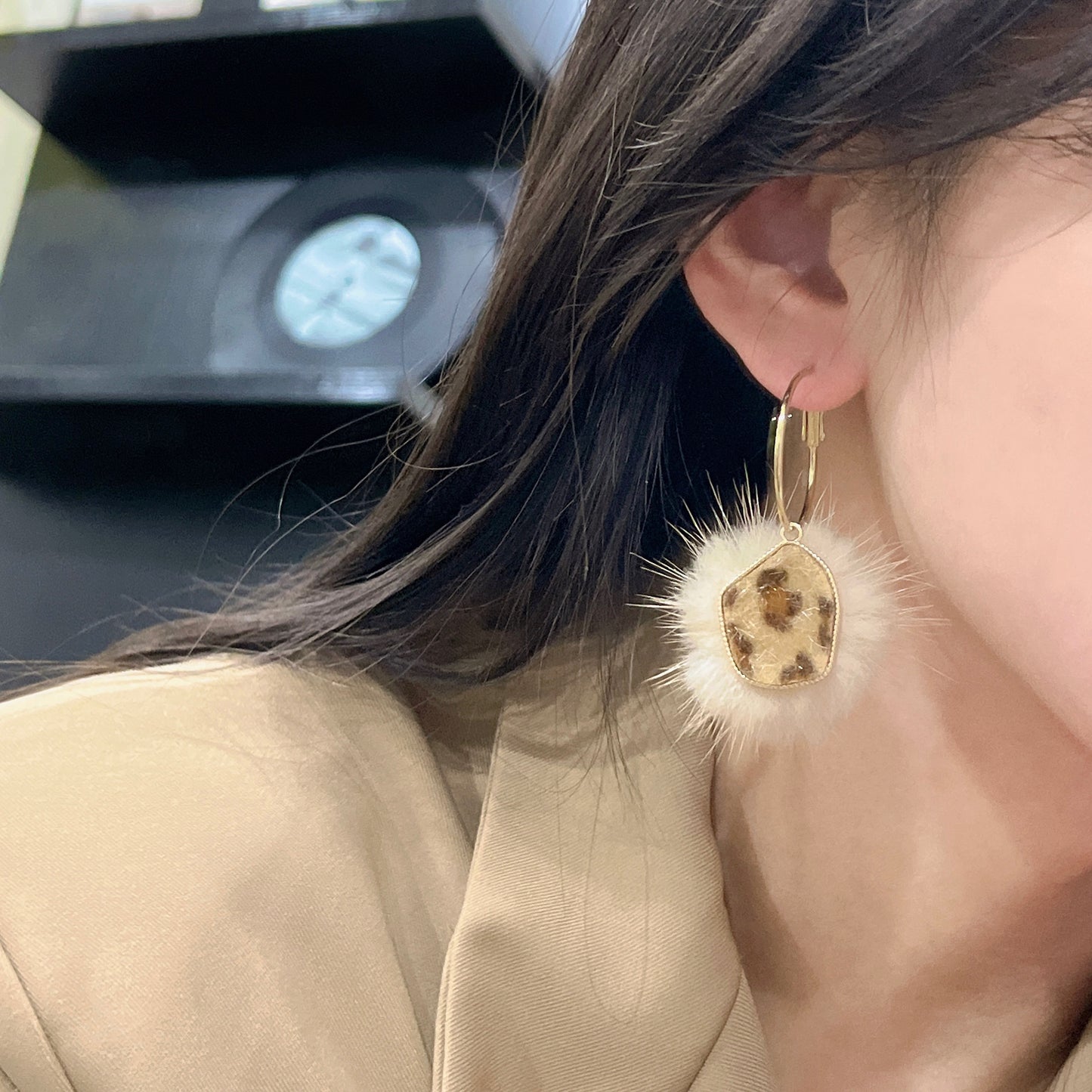 【小物】ファーイヤリングアクセサリーG23698