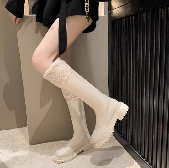 【shoes】2色選択可ラムズウール厚底ブーツG23703