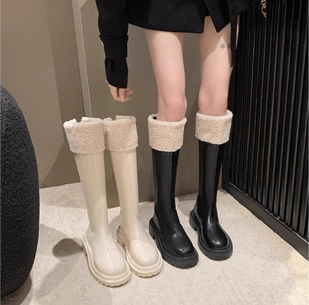 【shoes】2色選択可ラムズウール厚底ブーツG23703