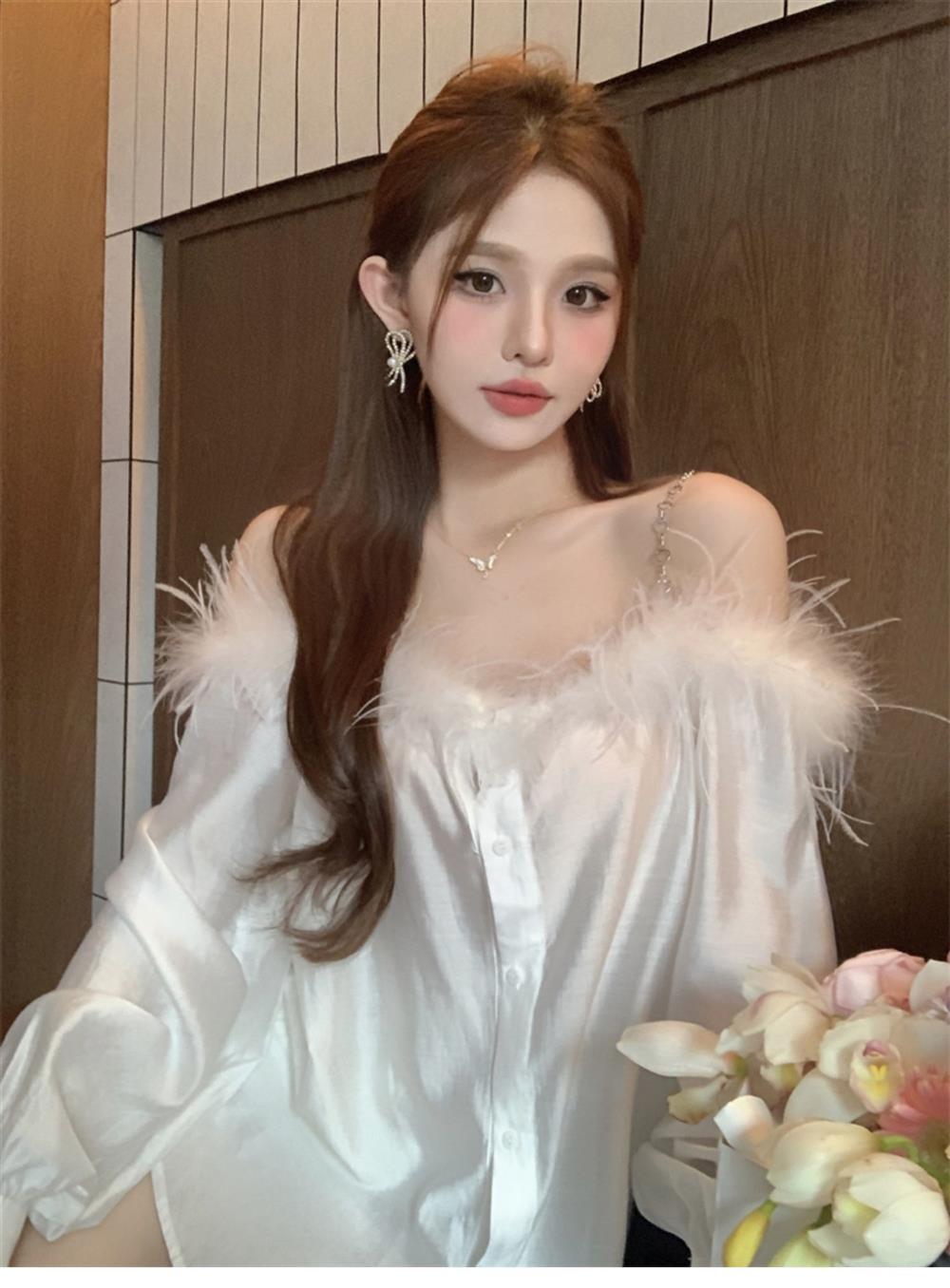 【tops】ファーボートネックブラウスG23706