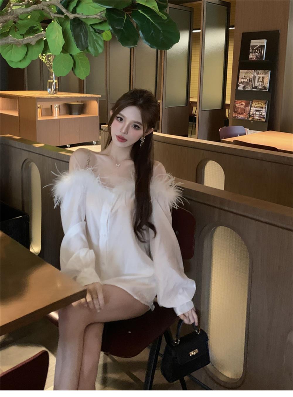 【tops】ファーボートネックブラウスG23706