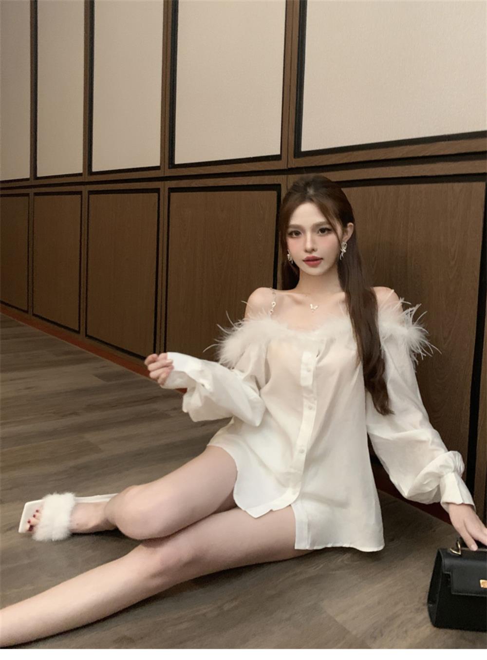 【tops】ファーボートネックブラウスG23706