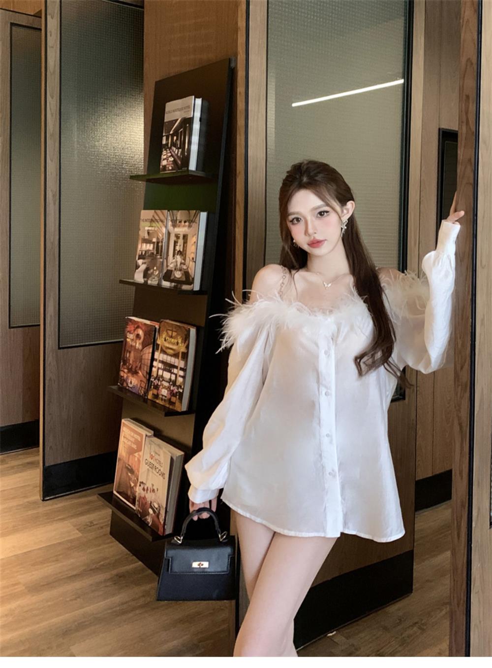 【tops】ファーボートネックブラウスG23706