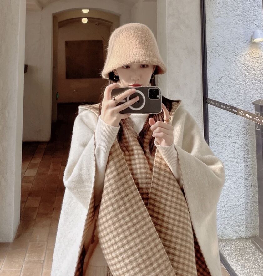 【outer】フード付きノースリーブニットケープアウターG23708